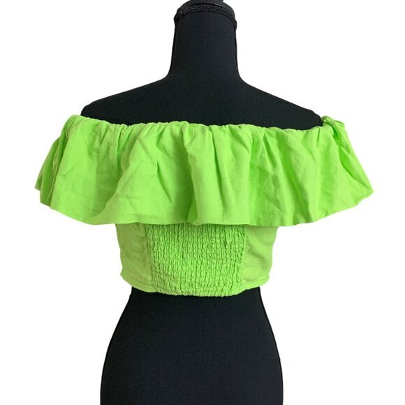 A New Day Womens Lime Green Off-The-Shoulder Crop Top Size XXL - Picture 4 of 10